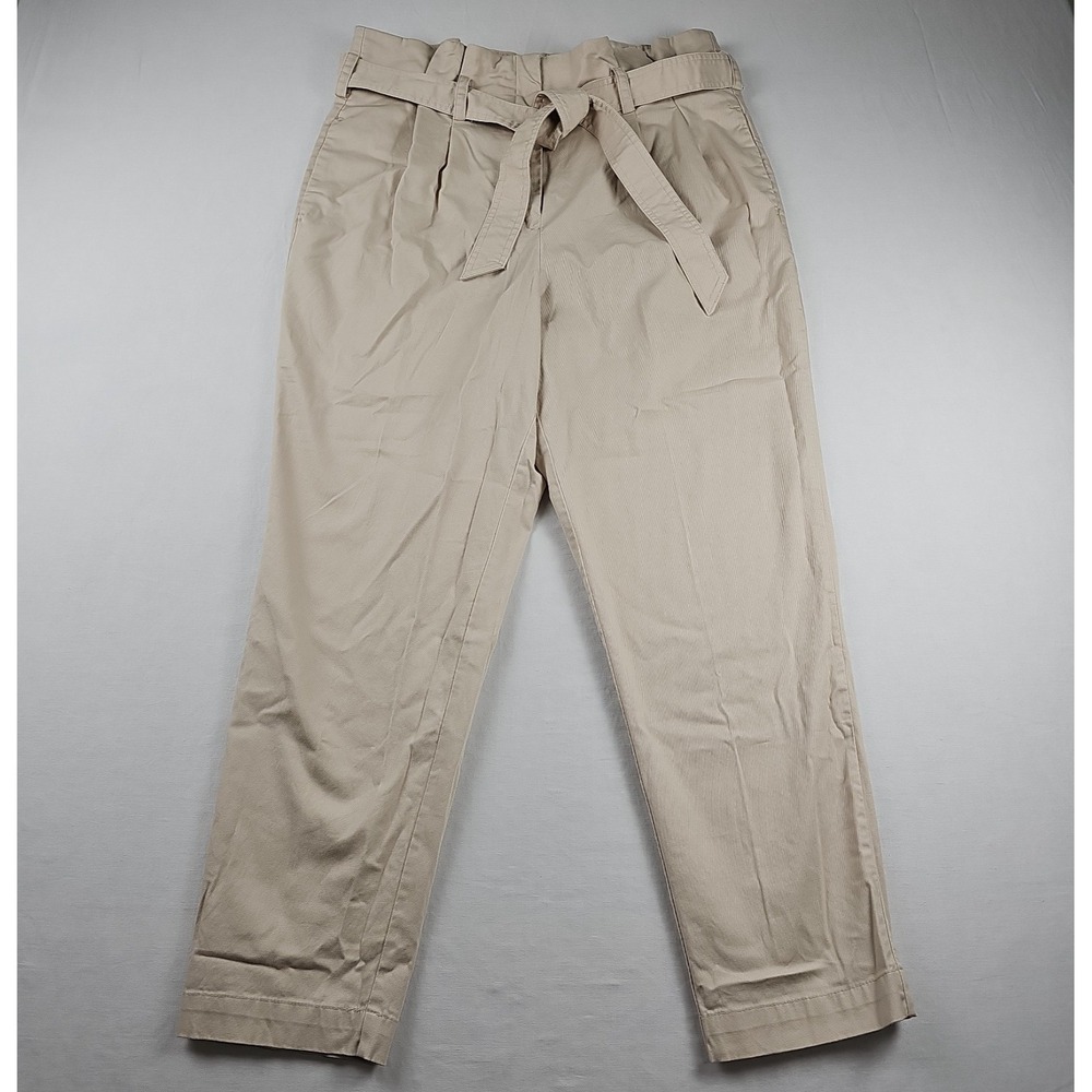 Prologue Women's Pants Belted Button and Tab Elastic Waist Beige size10